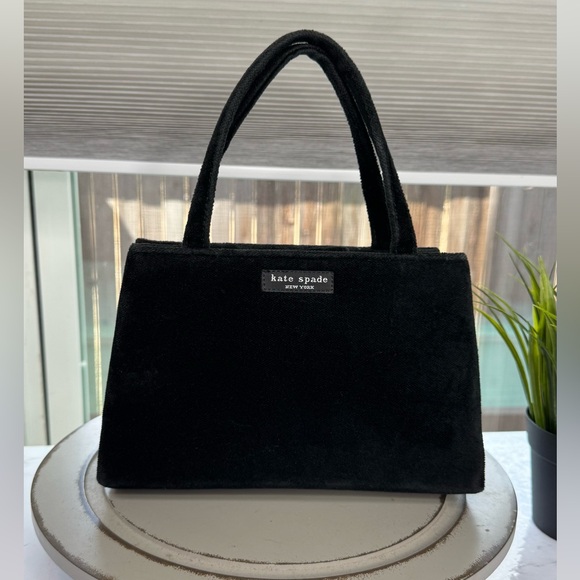 Kate Spade Black Velvet Mini Top Handle Bag Structured Box Purse Y2K Vintage 90 - Picture 10 of 10